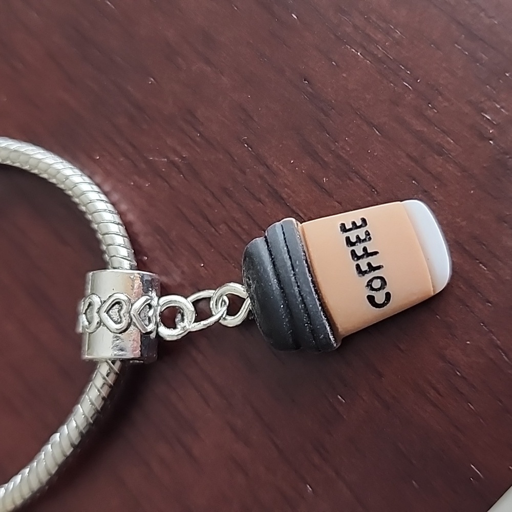 COFFEE Charm for European Style Bracelets Fits Pandora Systems
